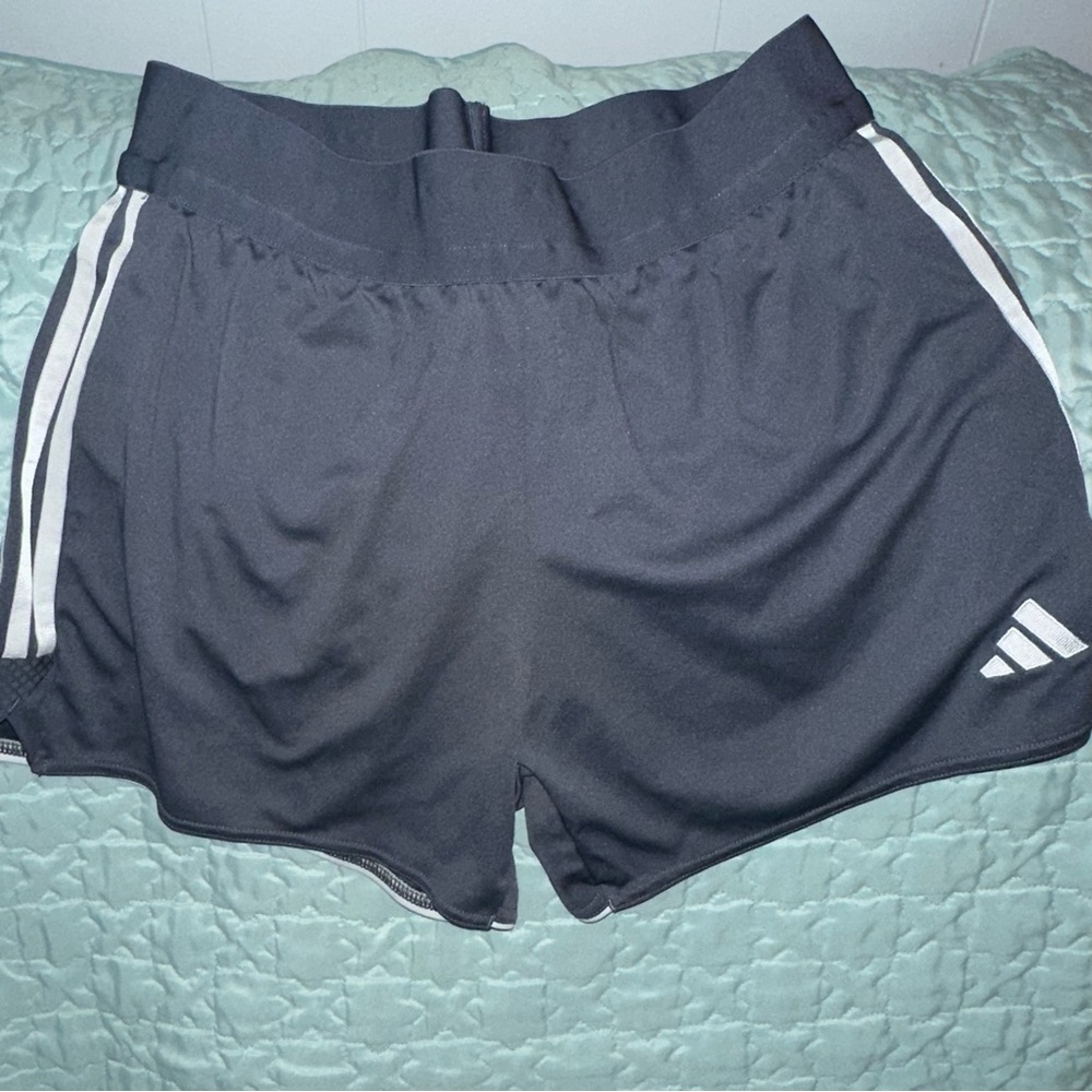 Adidas Women's Black Athletic Shorts with White Stripes